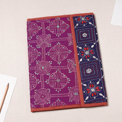 Purple Bengal Kantha Work Handcrafted File Folder 