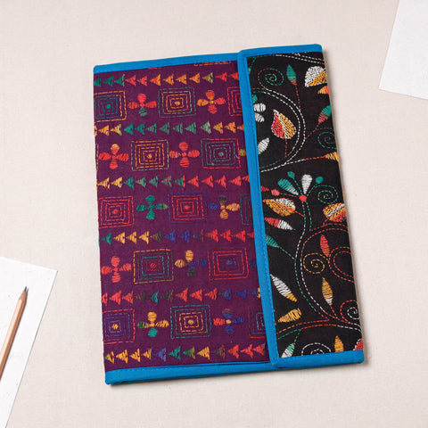Purple Bengal Kantha Work Handcrafted File Folder 