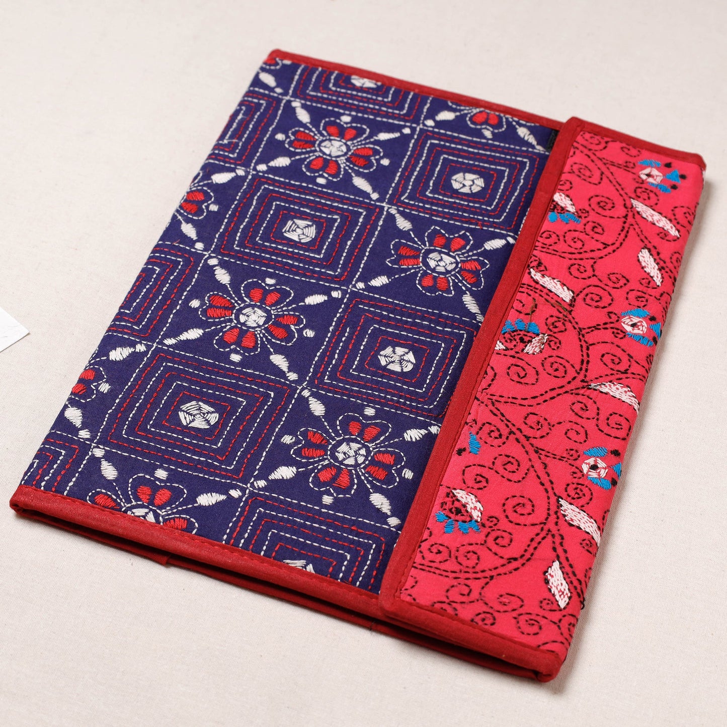 Purple Bengal Kantha Work Handcrafted File Folder 