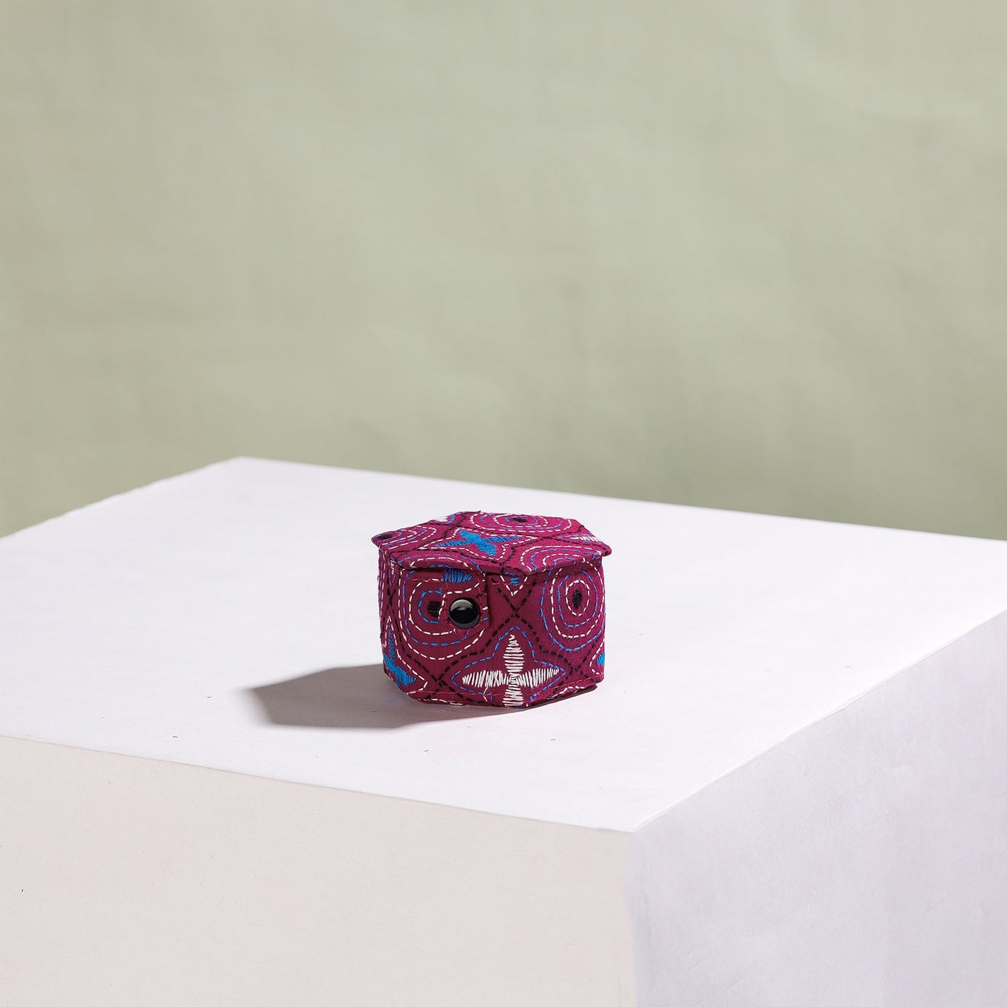  Bengal Kantha Work Handcrafted Hexagon Jewelry Box (Set of 3) 