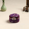  Bengal Kantha Work Handcrafted Round Purple Utility Box