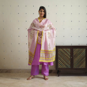 Purple - bhagalpuri handloom linen plain kurta set 14