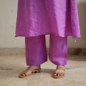 Purple - bhagalpuri handloom linen plain kurta set 14