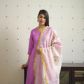 Purple - bhagalpuri handloom linen plain kurta set 14