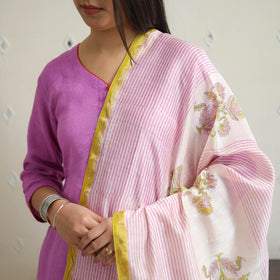 Purple - bhagalpuri handloom linen plain kurta set 14