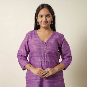 Bhagalpuri Handwoven Desi Tussar Silk Straight Kurta for Women