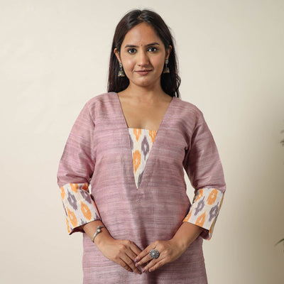 Purple - bhagalpuri handwoven desi tussar silk straight