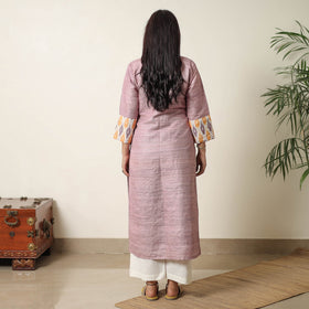 Purple - bhagalpuri handwoven desi tussar silk straight