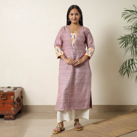 Purple - bhagalpuri handwoven desi tussar silk straight