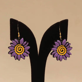 Bishnupur handpainted flower shape terracotta earrings 147