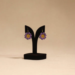 Bishnupur handpainted flower shape terracotta earrings 147