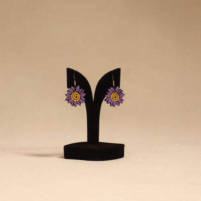 Bishnupur handpainted flower shape terracotta earrings 147