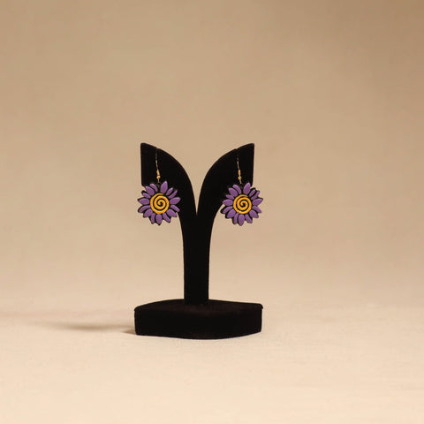 Bishnupur handpainted flower shape terracotta earrings 147