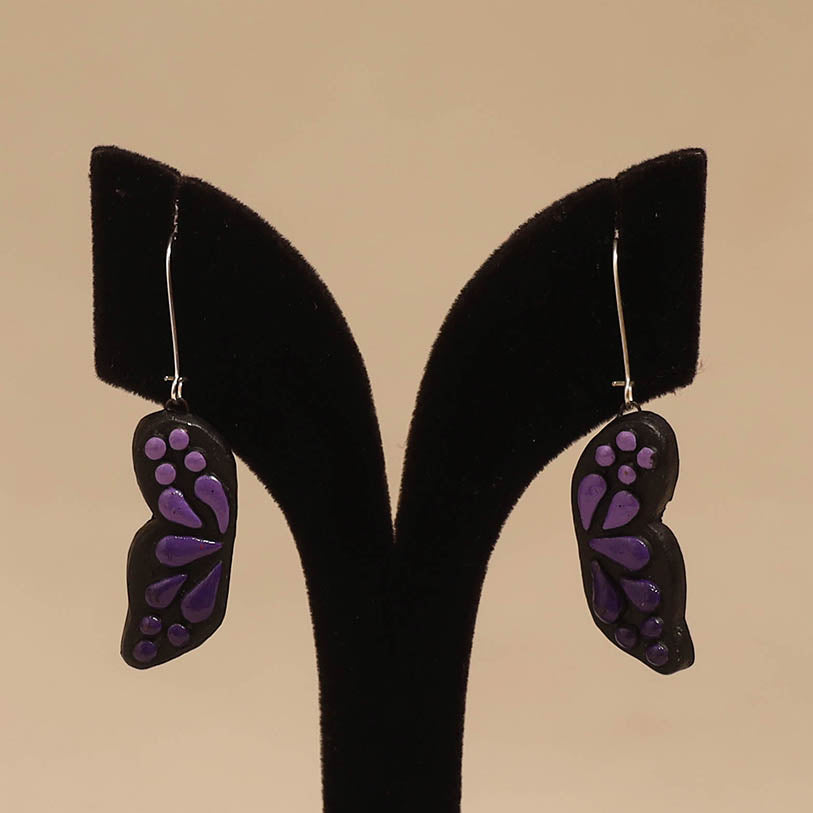 Bishnupur handpainted terracotta earrings 105 - handcrafted