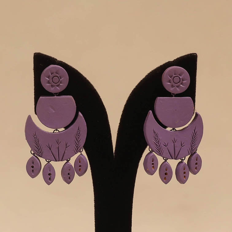 Bishnupur handpainted terracotta earrings 138 - handcrafted