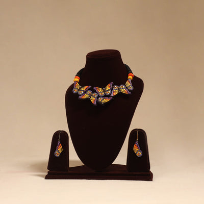 Bishnupur handpainted terracotta necklace set 36
