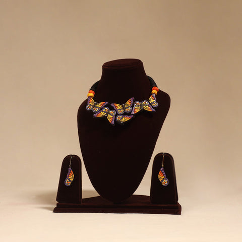 Bishnupur handpainted terracotta necklace set 36