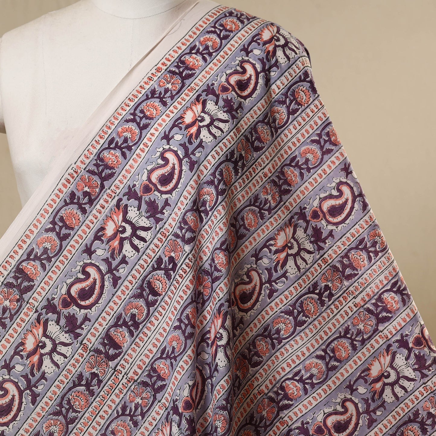 Purple - cotton sanganeri fabric 11 - handcrafted