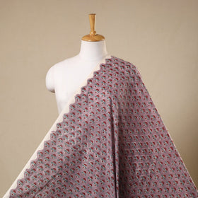 Purple Block Print Cotton Sanganeri Fabric