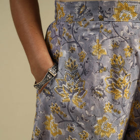 Purple Block Print Cotton Sanganeri Palazzo 