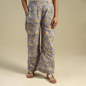 Purple Block Print Cotton Sanganeri Palazzo 
