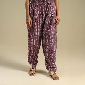 Purple Block Print Cotton Sanganeri Salwar