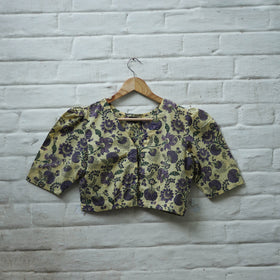 Buy Purple Block Print Cotton Sanganeri Stitched Blouse