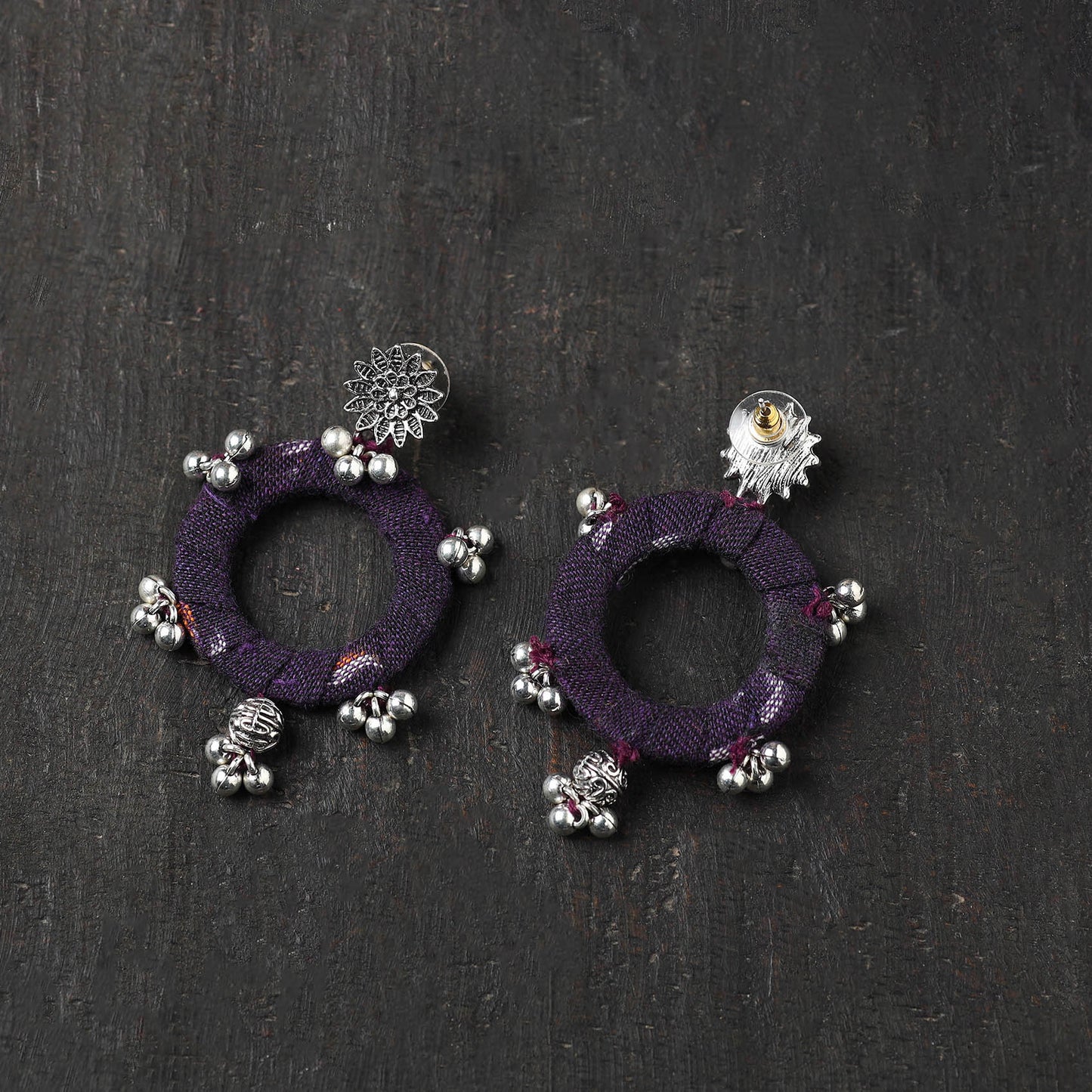 Purple - blue - sahiba gs fabart handmade earrings