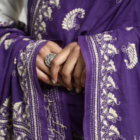 Buy Bolpur Kantha Embroidery Cotton Handloom Dupatta with Tassels Online at iTokri.com