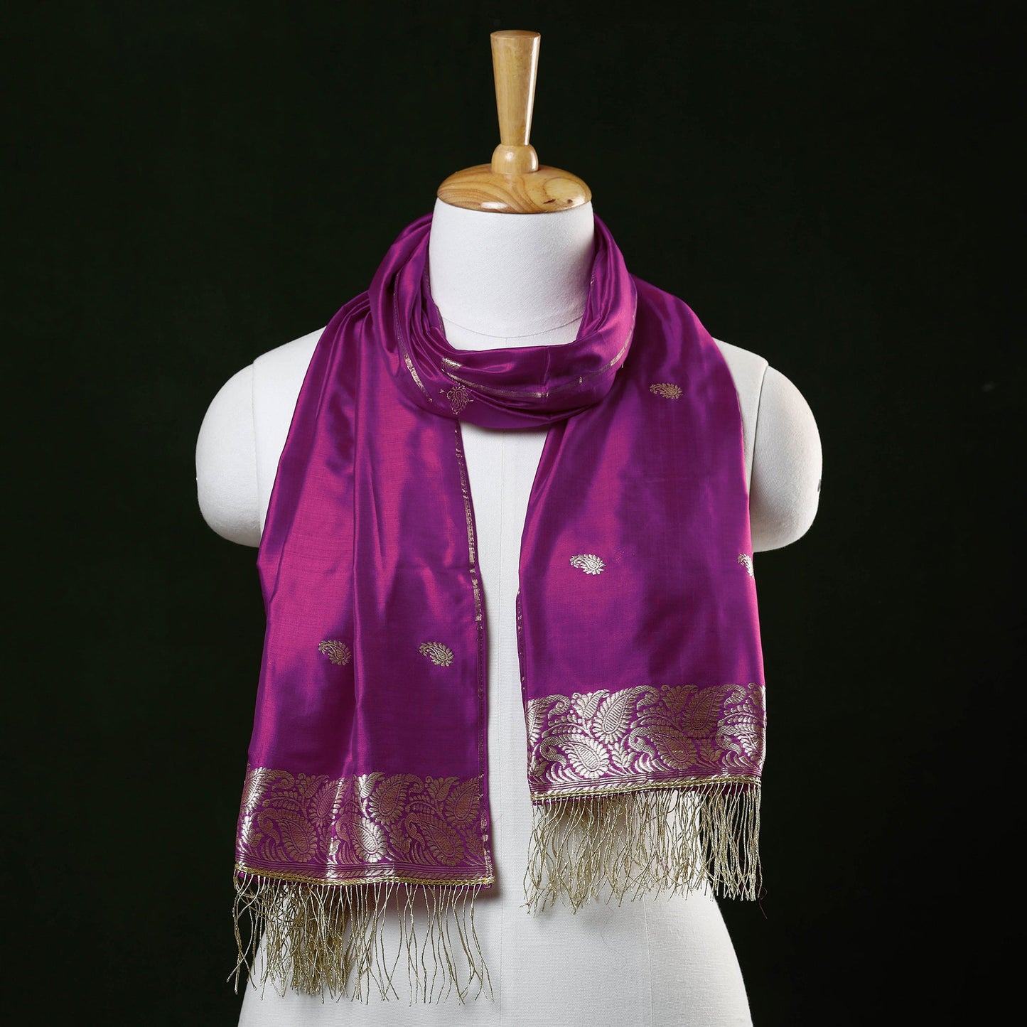  Brocade Handloom Mulberry Silk Banarasi Stole