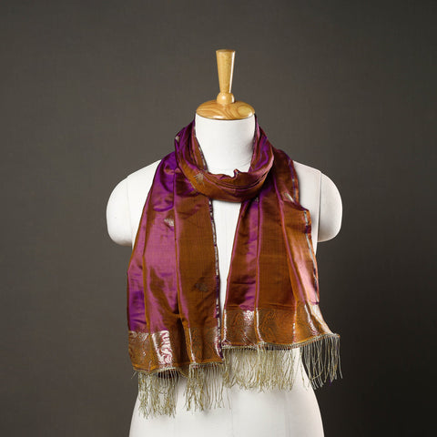 Buy Purple Brocade Handloom Pure Silk Banarasi Stole