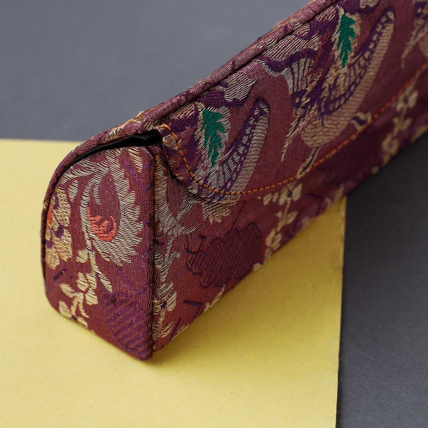 Purple Brocade Silk Fabric Embellished Spectacle Case