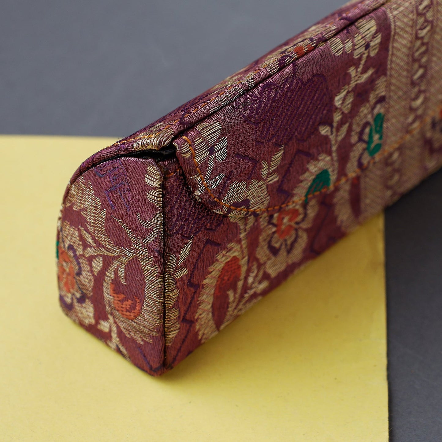 Purple Brocade Silk Fabric Embellished Spectacle Case