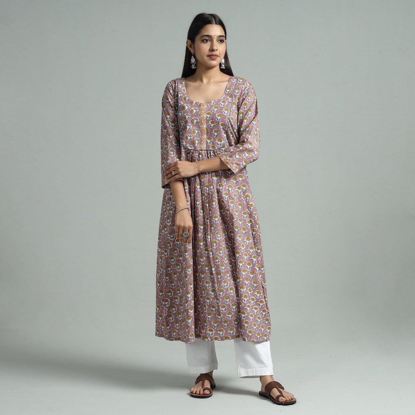 Buy Sanganeri Block Printed Cotton Kurta Online l iTokri.com