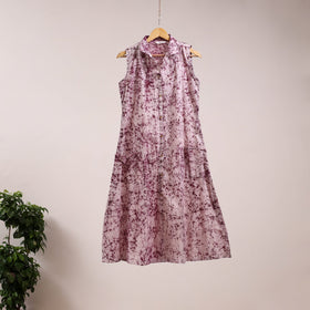 Purple - button down cotton batik dress 01 - handcrafted
