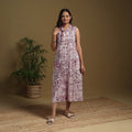 Purple - button down cotton batik dress 01 - handcrafted