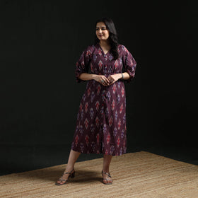 Button down cotton pochampally ikat dress 04 - handcrafted