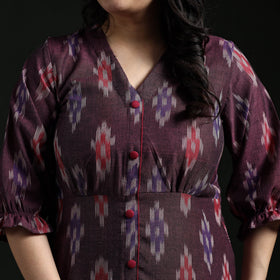 Button down cotton pochampally ikat dress 04 - handcrafted