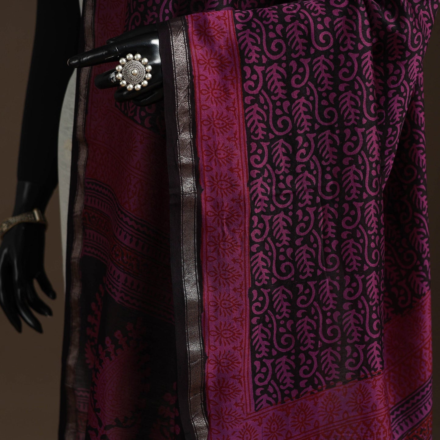 Chanderi silk bagh natural dyed dupatta with zari border 17