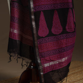 Chanderi silk bagh natural dyed dupatta with zari border 15