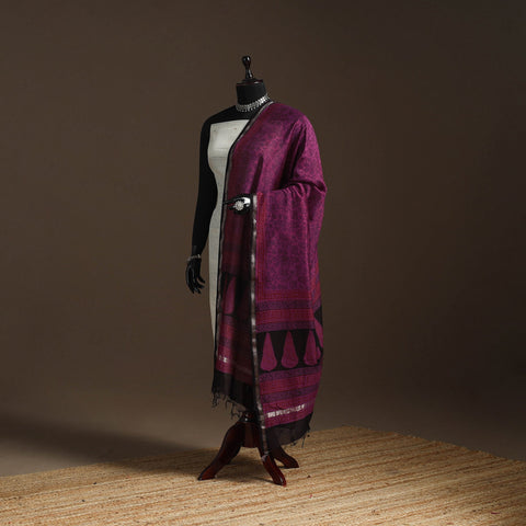 Chanderi silk bagh natural dyed dupatta with zari border 15