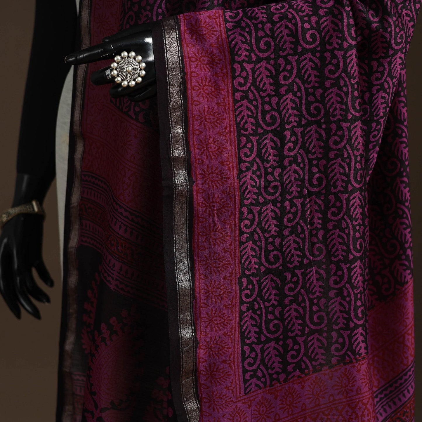 Chanderi silk bagh natural dyed dupatta with zari border 17