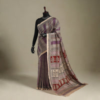 Purple - handloom chanderi silk bagh saree 13 - handcrafted