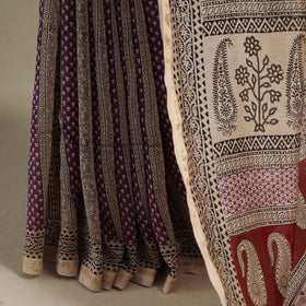 Purple - handloom chanderi silk bagh saree 13 - handcrafted