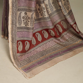 Purple - handloom chanderi silk bagh saree 13 - handcrafted