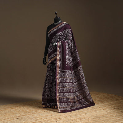 Chanderi silk hand batik saree 02 - handcrafted