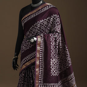 Chanderi silk hand batik saree 02 - handcrafted