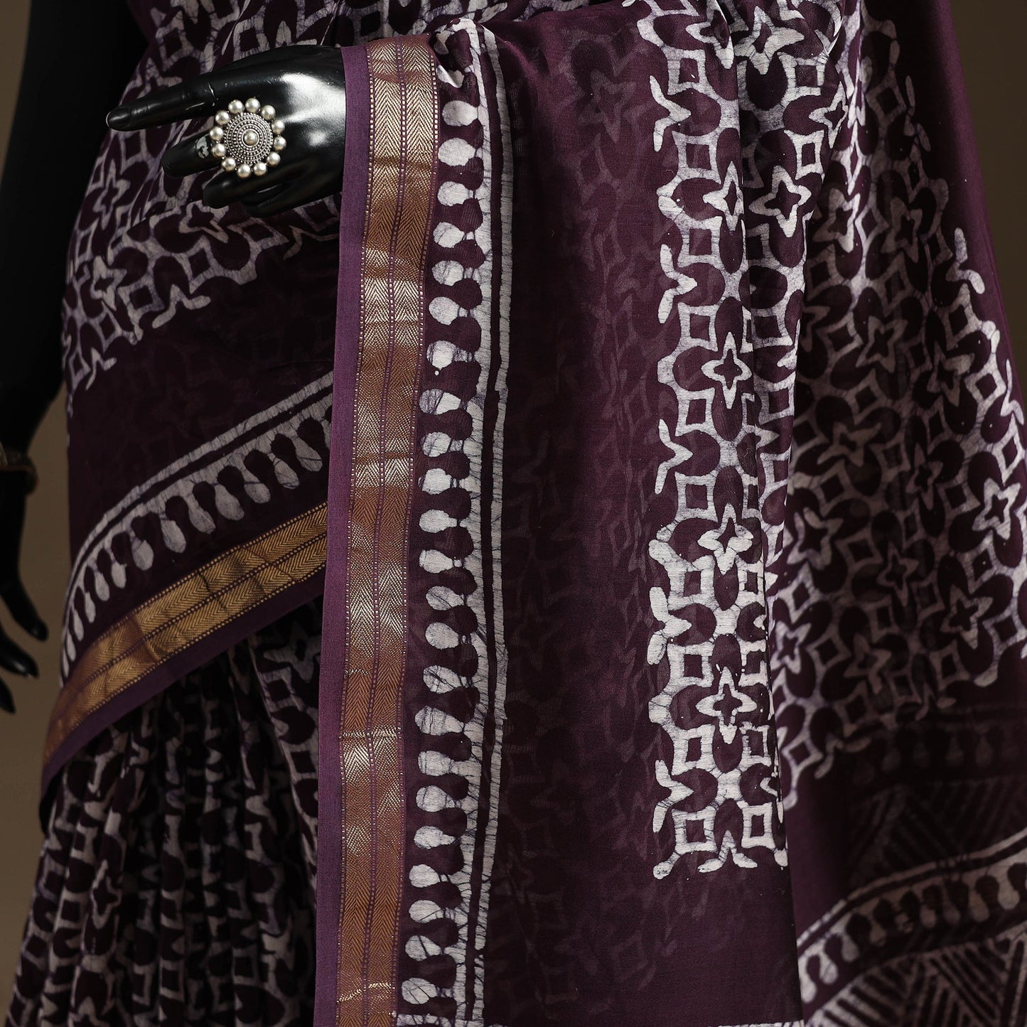Chanderi silk hand batik saree 02 - handcrafted