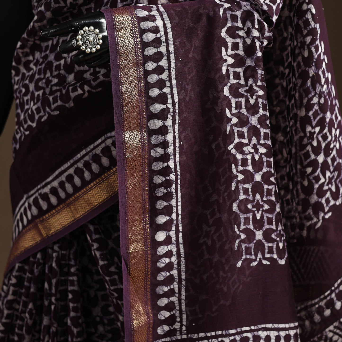 Chanderi silk hand batik saree 11 - handcrafted