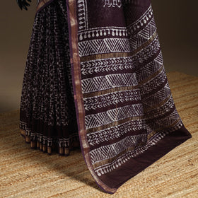 Chanderi silk hand batik saree 11 - handcrafted